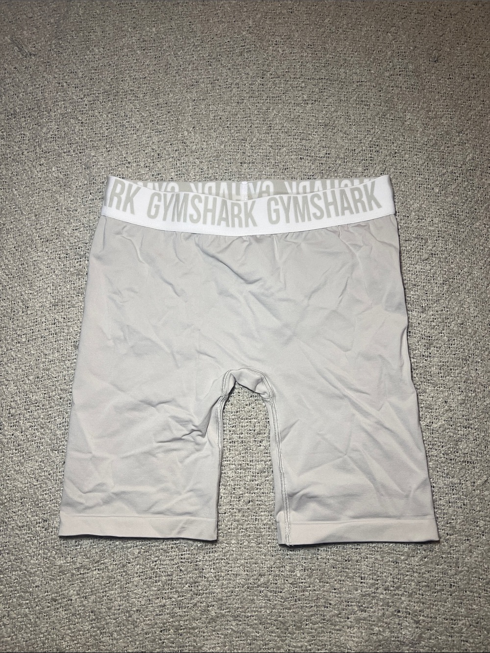 Gymshark White/Light Gray Logo Waistband Biker Shorts